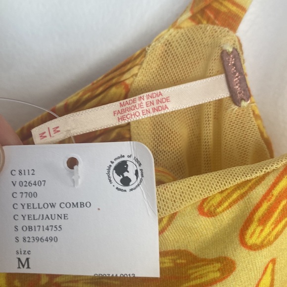 NWT-FREE PEOPLE All Tied Up Crop Tank in Yellow Combo, Sz M - Picture 8 of 11